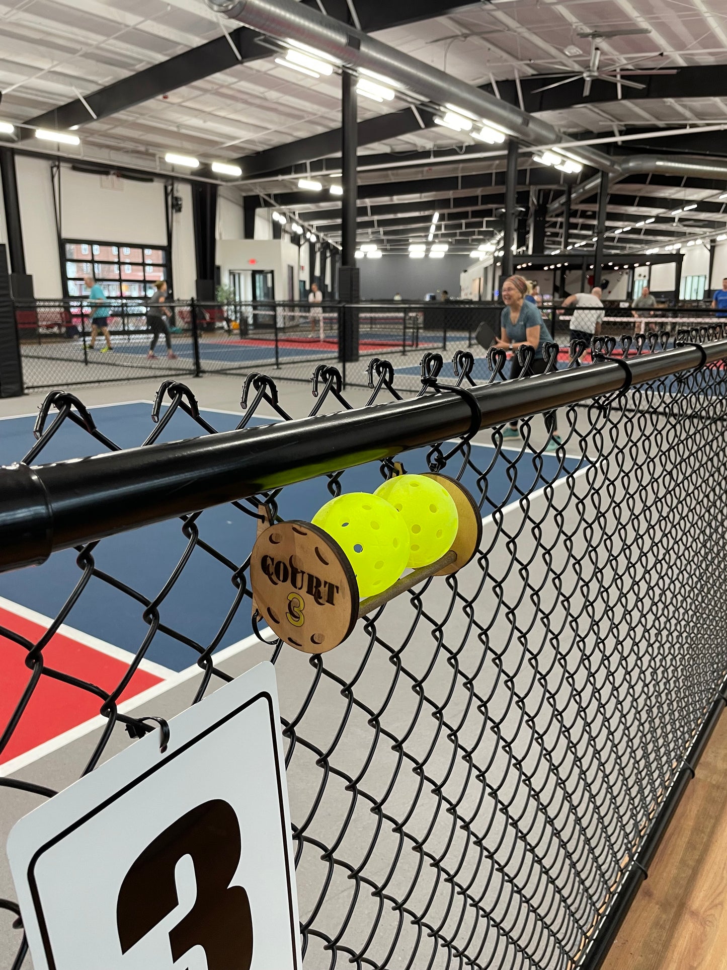 Indoor Pickleball Court ball holders