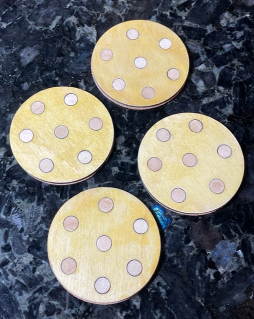 Handmade finished wood Pickleball Coasters