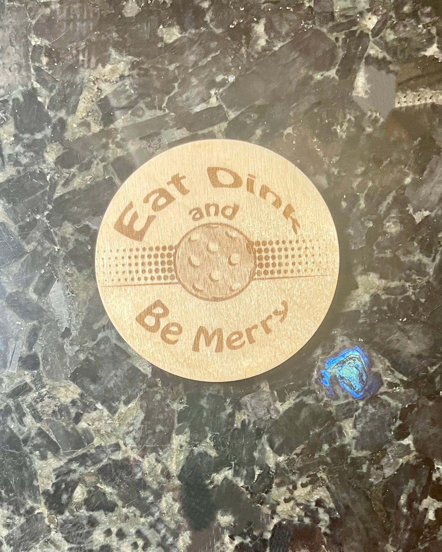 Eat, dink, and be merry, wood Pickleball Coasters